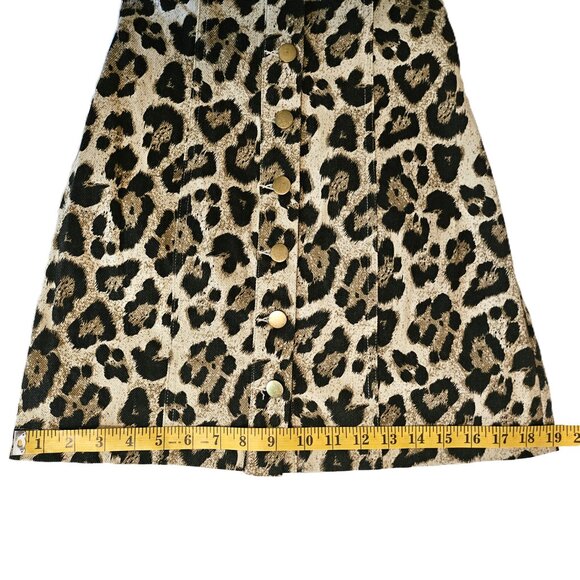FASHION NOVA Leopard Print Bustier Button Down Denim Dress Size X-Small - Picture 6 of 9
